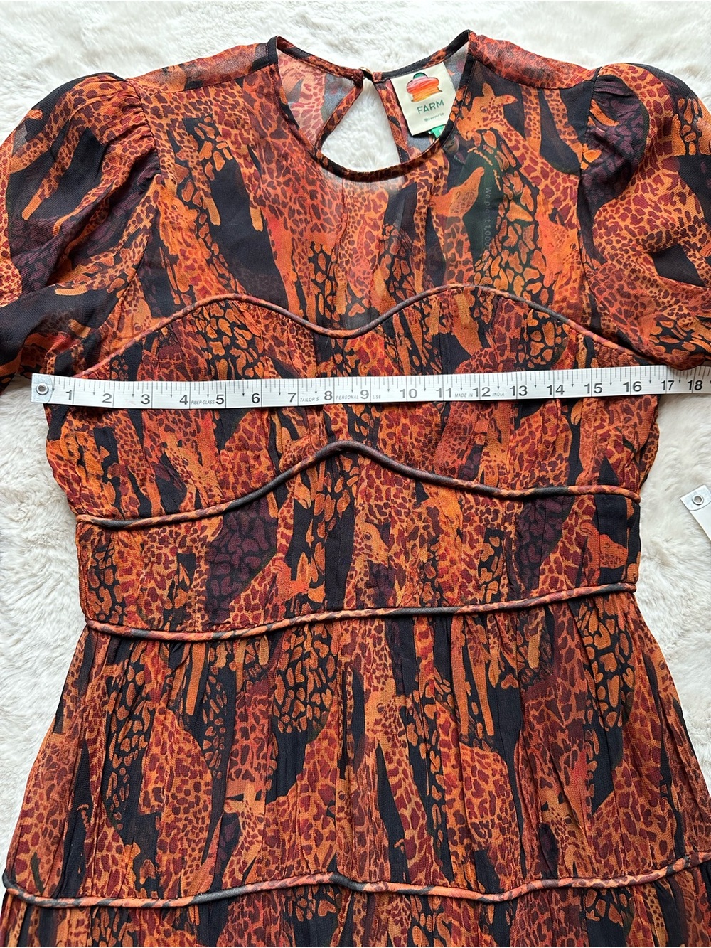 FARM Rio Giraffes Black Puff Sleeve Tiered Maxi Dress NWT Size Small - Picture 4 of 16